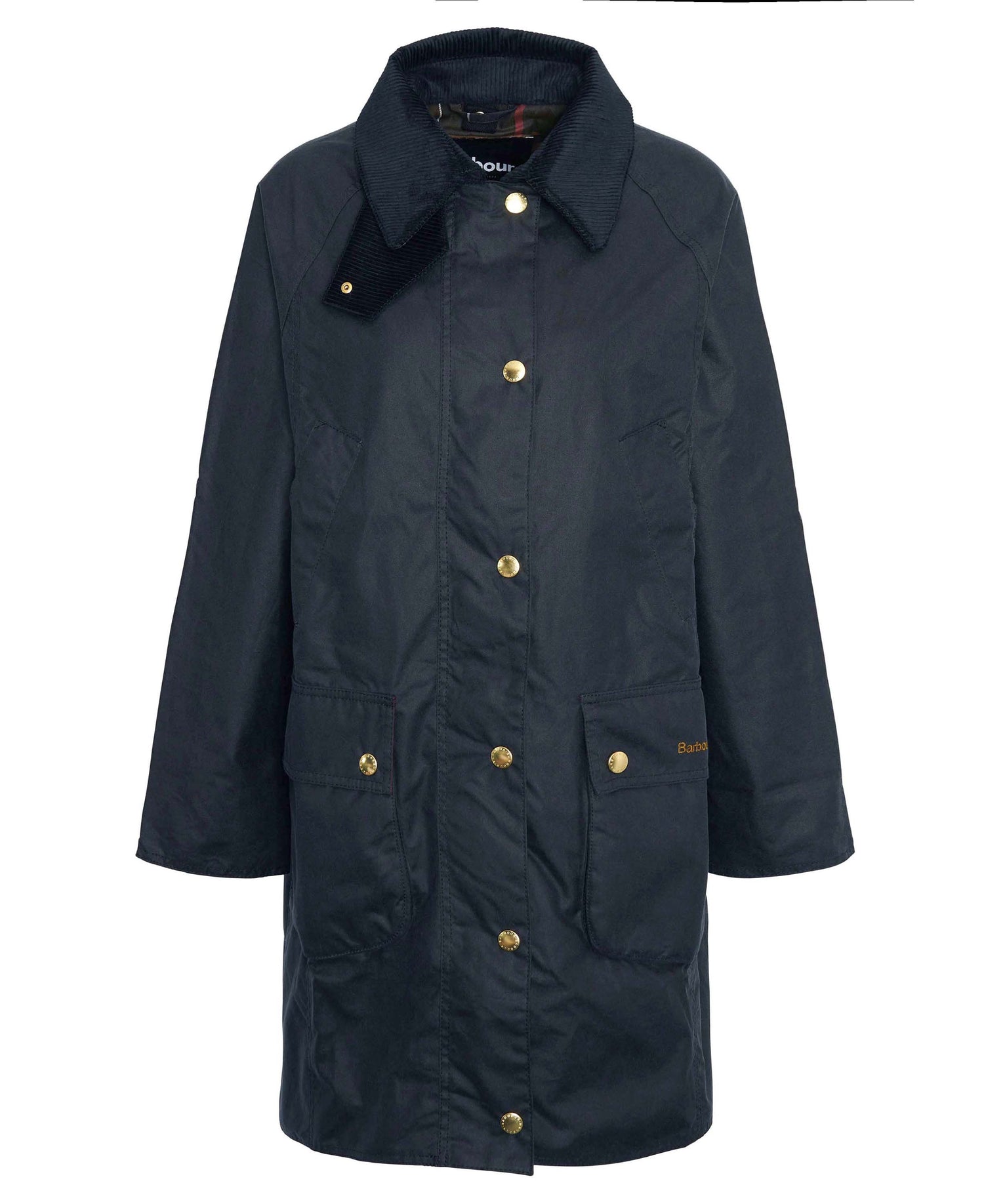 Long Beadnell Wax Jacket - Navy/Classic