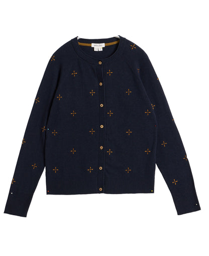 Lulu Embroidered Cardi - Navy Multi
