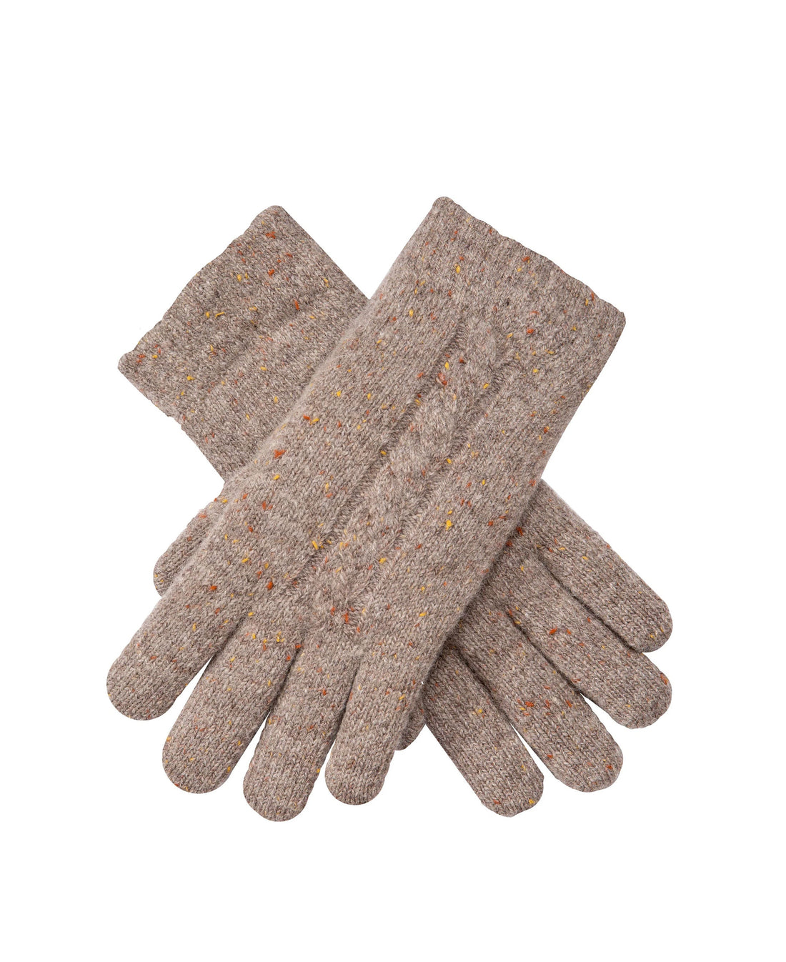 Marl Yarn Cable Knit Gloves - Oatmeal