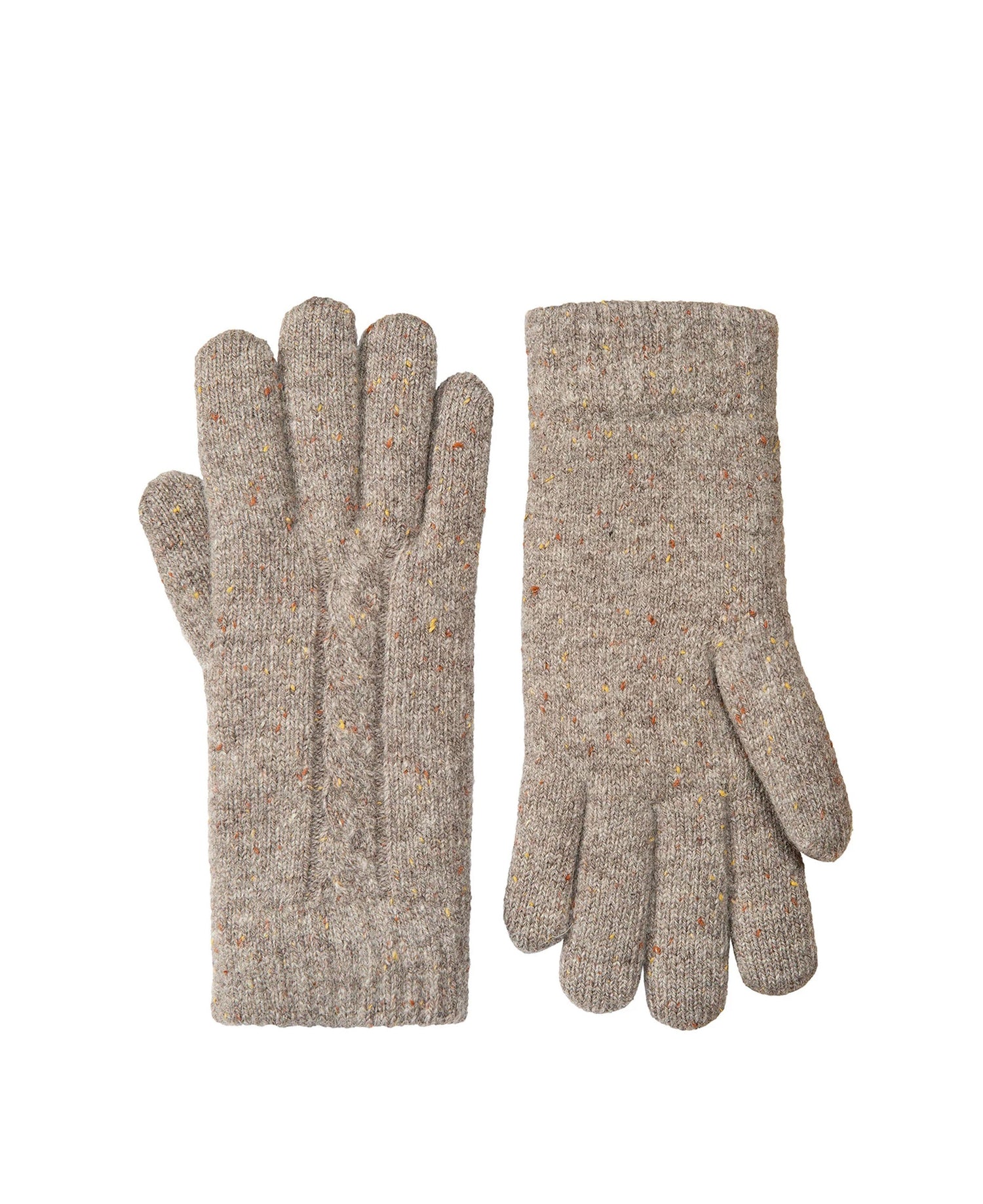 Marl Yarn Cable Knit Gloves - Oatmeal