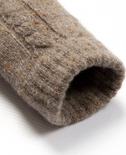 Marl Yarn Cable Knit Gloves - Oatmeal