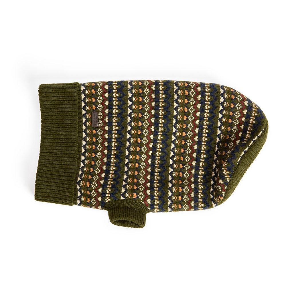 Marlow Fair Isle Dog Jumper - Olive