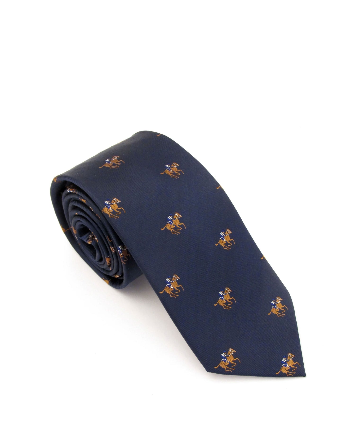 Motif Silk Tie - Horse Racing Navy