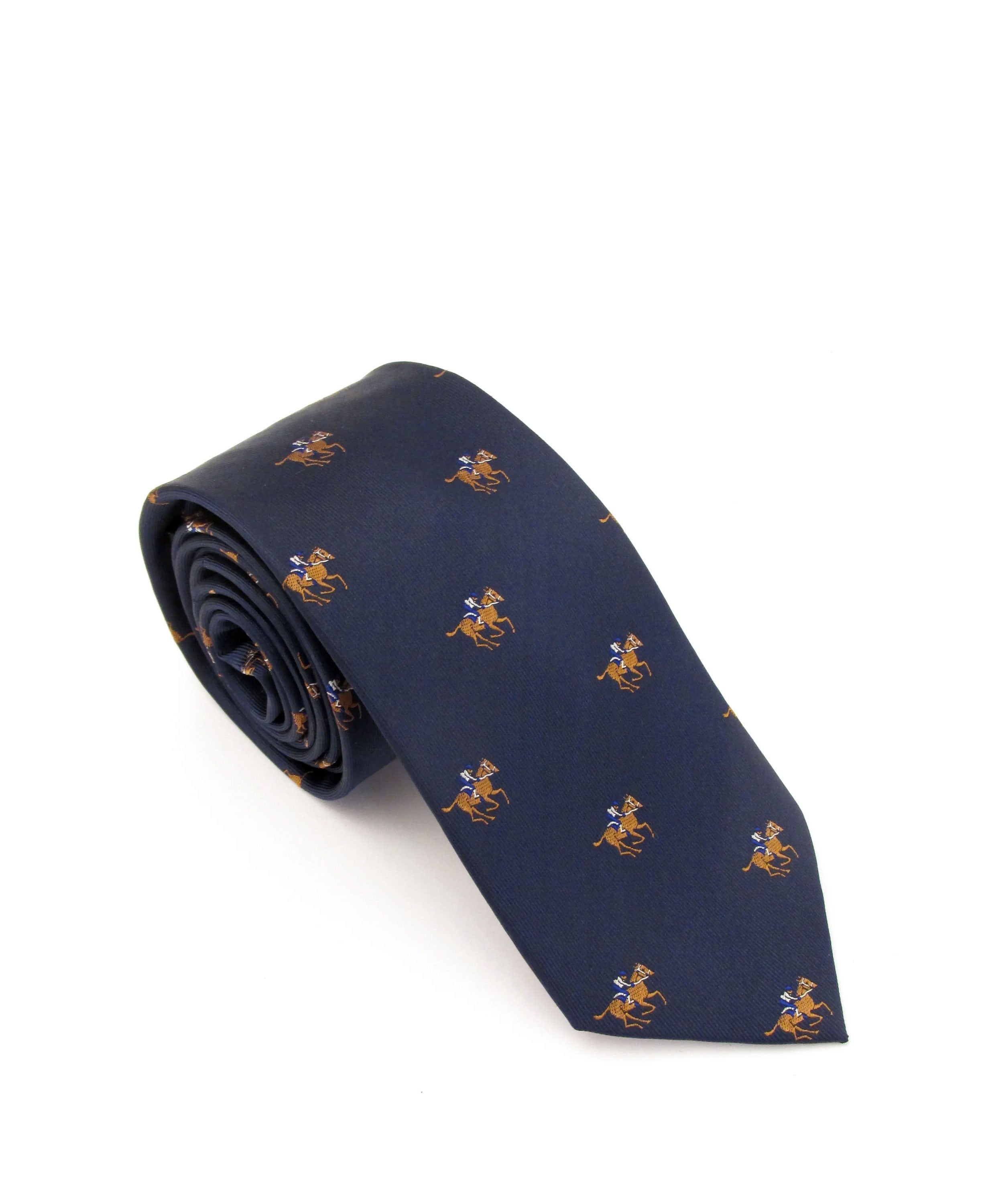 Motif Silk Tie - Horse Racing Navy