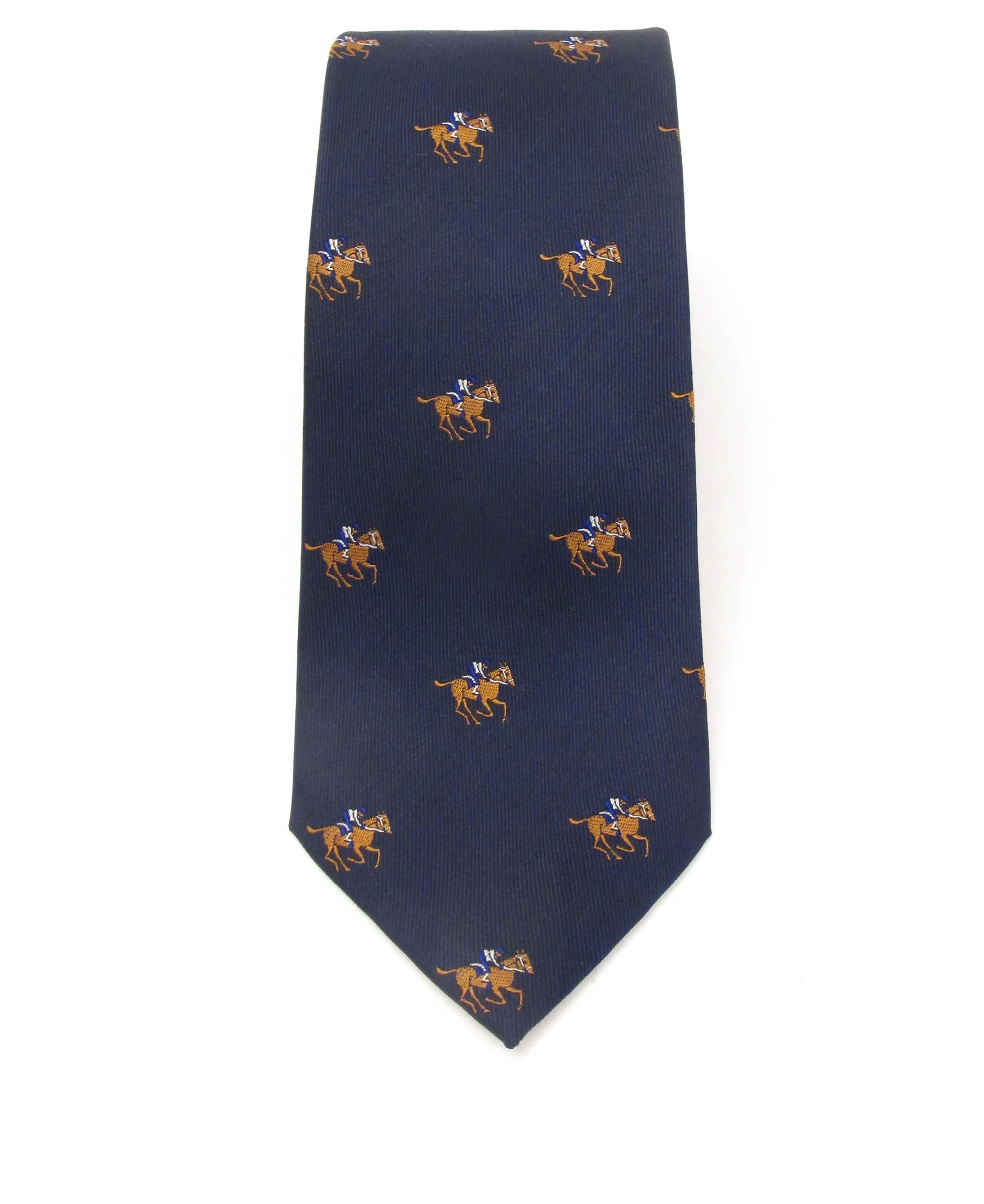 Motif Silk Tie - Horse Racing Navy