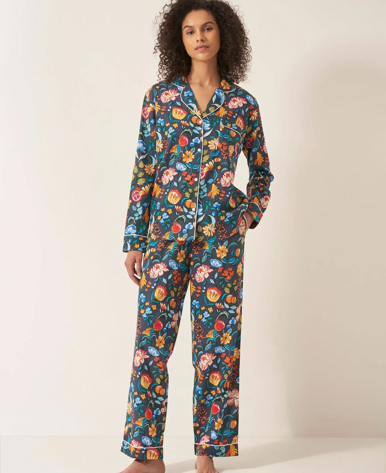 Pyjama Trouser Set - Florals on Navy