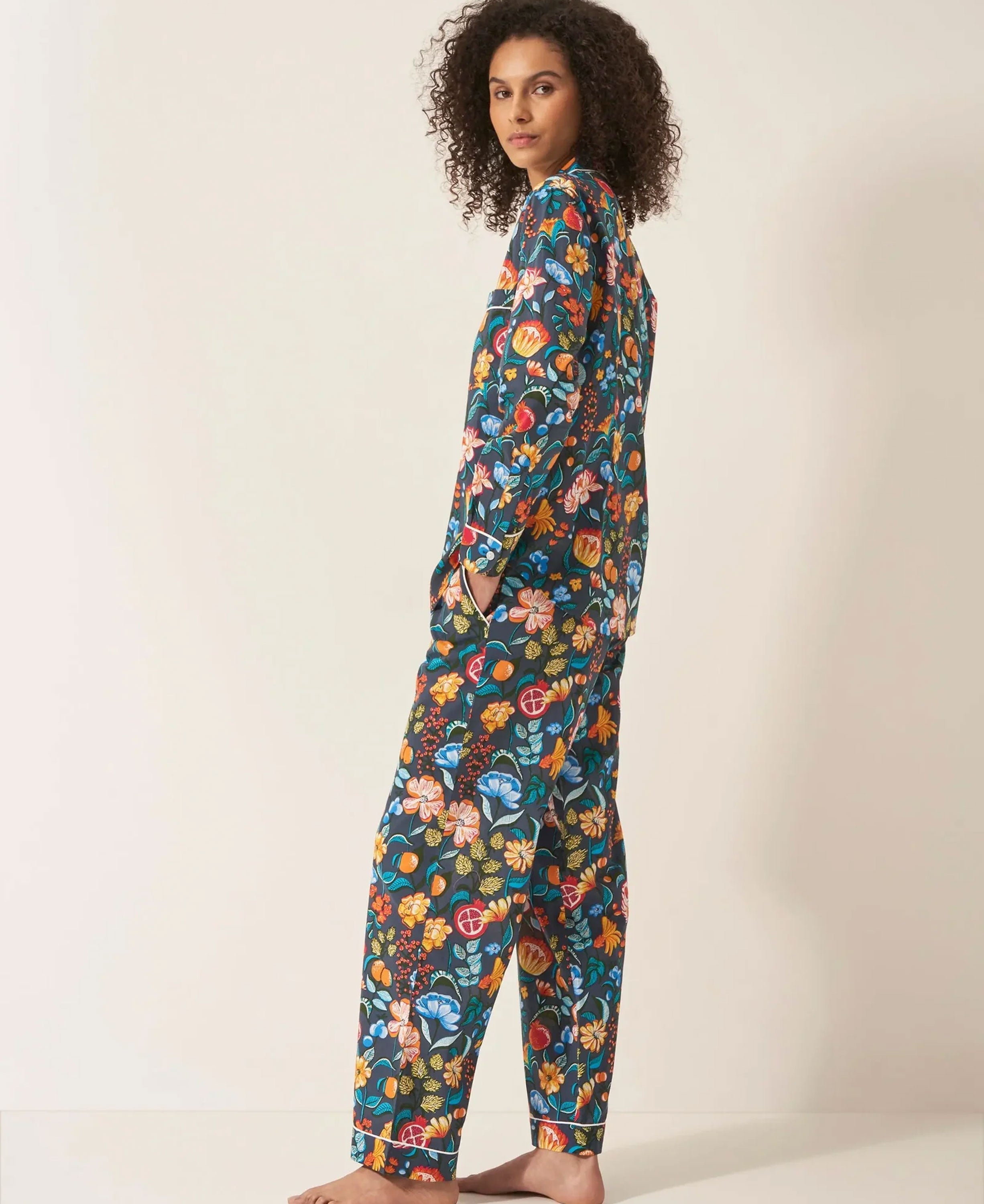 Pyjama Trouser Set - Florals on Navy