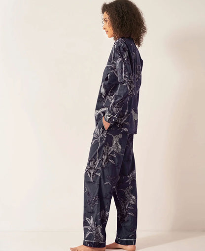 Pyjama Trouser Set - Navy Botanical Jungle