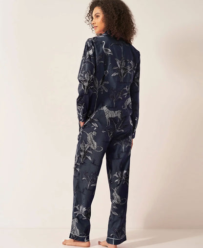 Pyjama Trouser Set - Navy Botanical Jungle