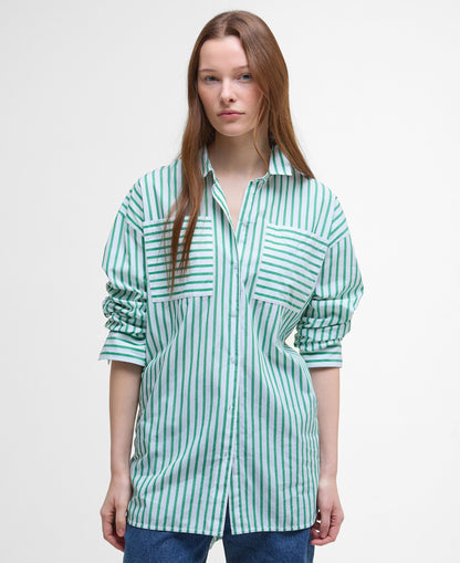 Nicola Shirt - White/Kelly Green