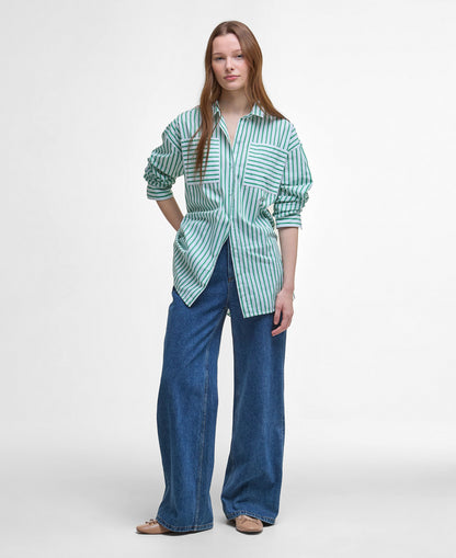 Nicola Shirt - White/Kelly Green