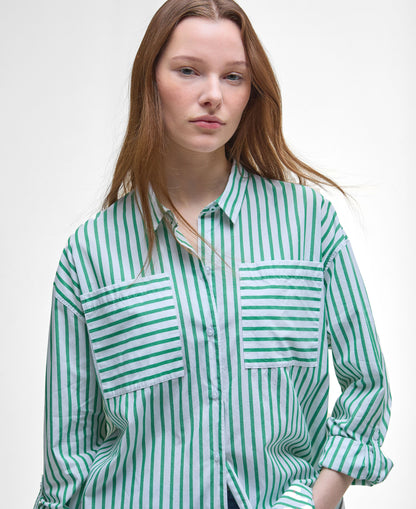 Nicola Shirt - White/Kelly Green
