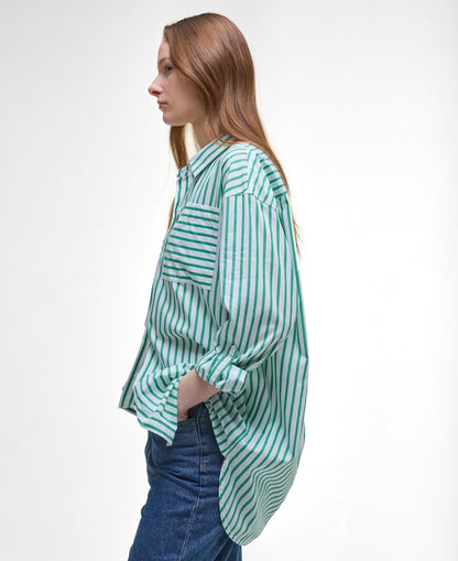 Nicola Shirt - White/Kelly Green
