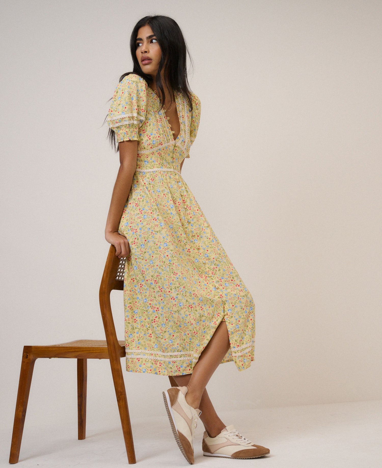 Saffy Midi Dress - Yellow