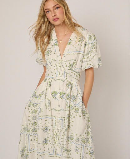 Short Sleeve Starlight Midi Dress - White