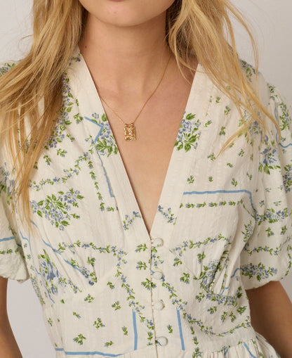 Short Sleeve Starlight Midi Dress - White