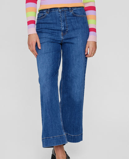 Nuparis High Rise Wide Jeans - Medium Blue Denim