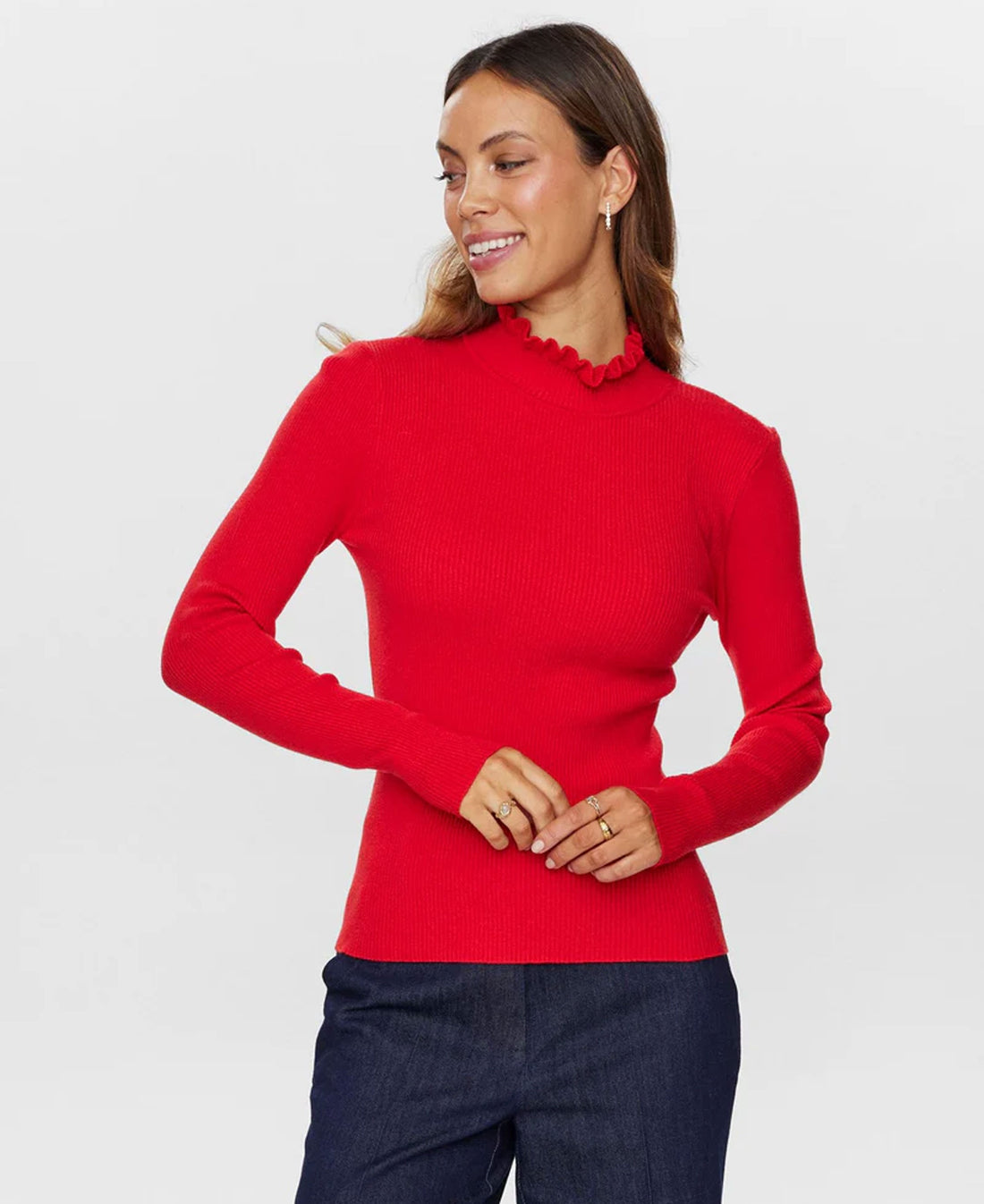 Nusidanu Highneck Pullover - High Risk Red