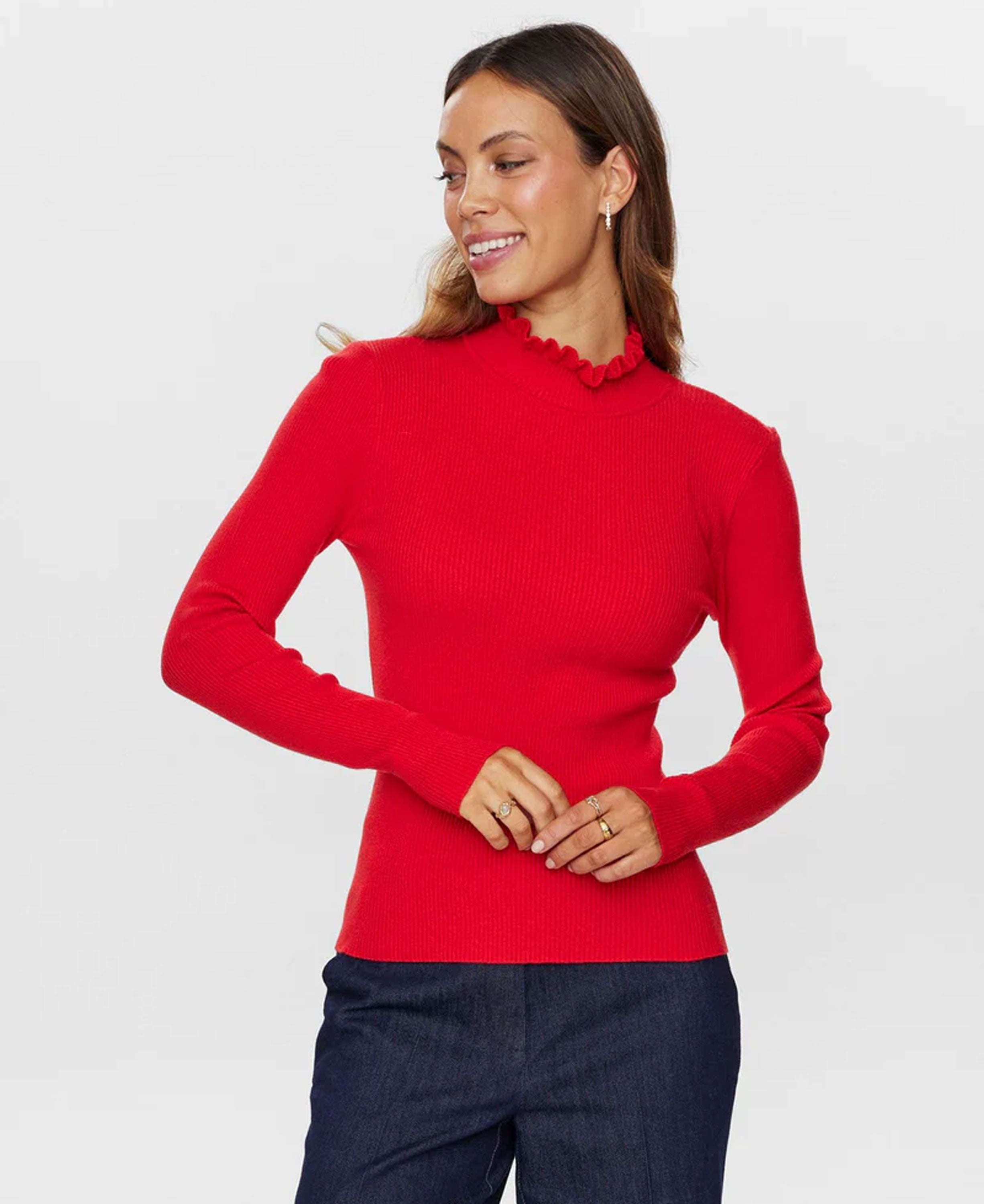 Nusidanu Highneck Pullover - High Risk Red