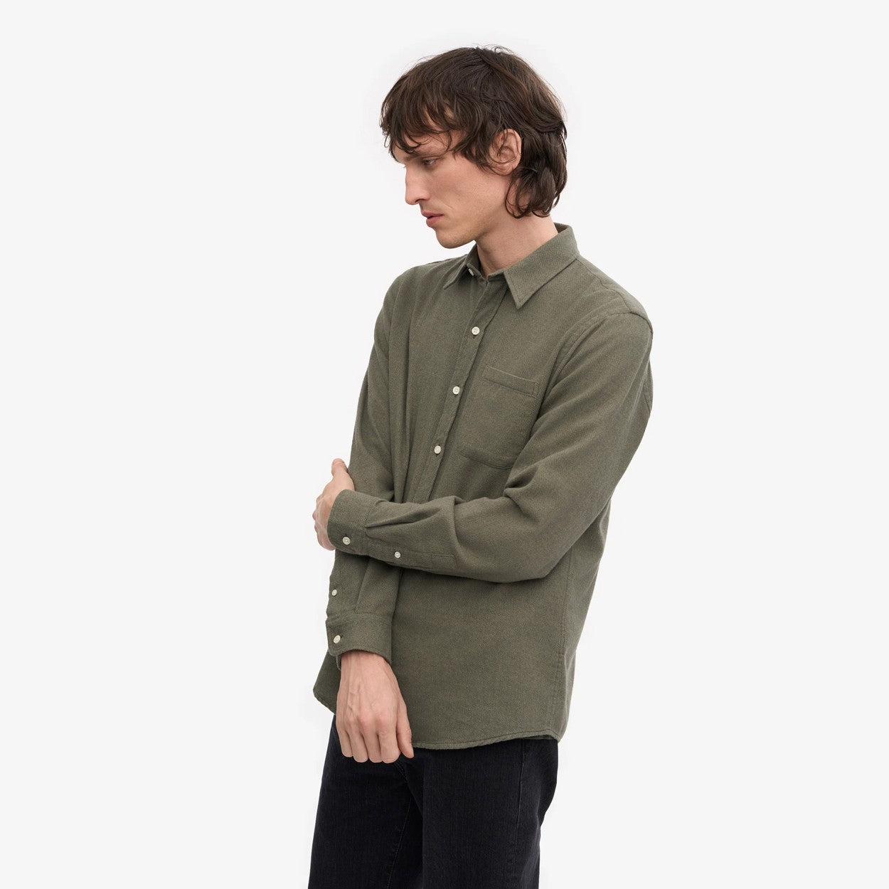 Organic Flannel Shirt - Dusty Olive