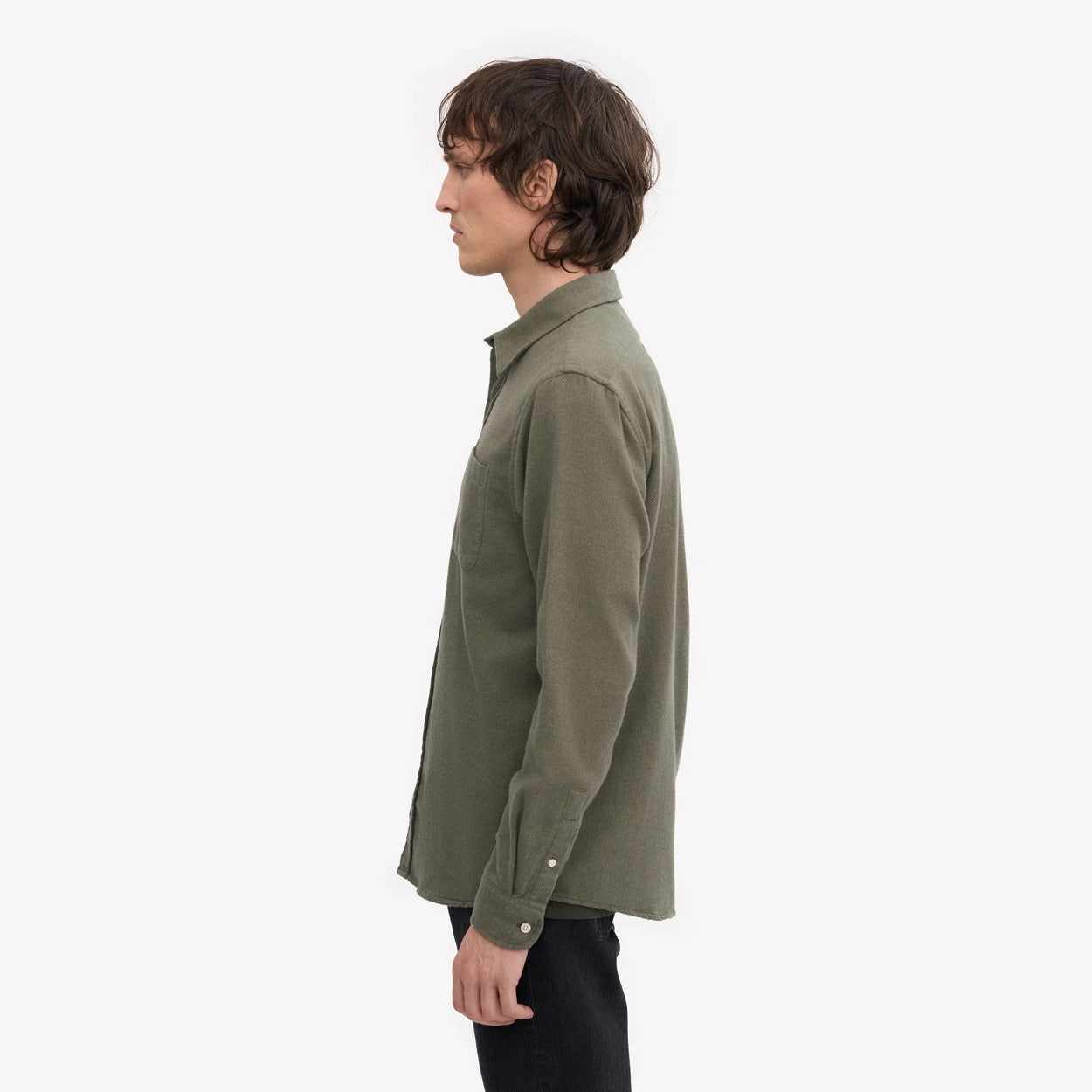 Organic Flannel Shirt - Dusty Olive