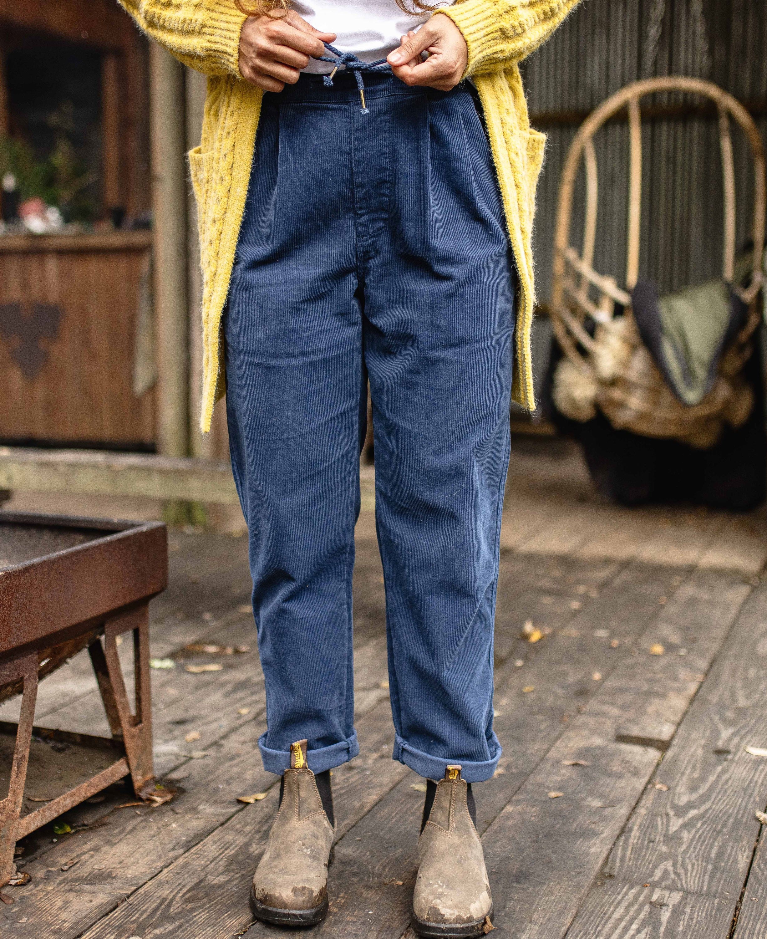 Compass Recycled Corduroy Trouser - Dark Denim