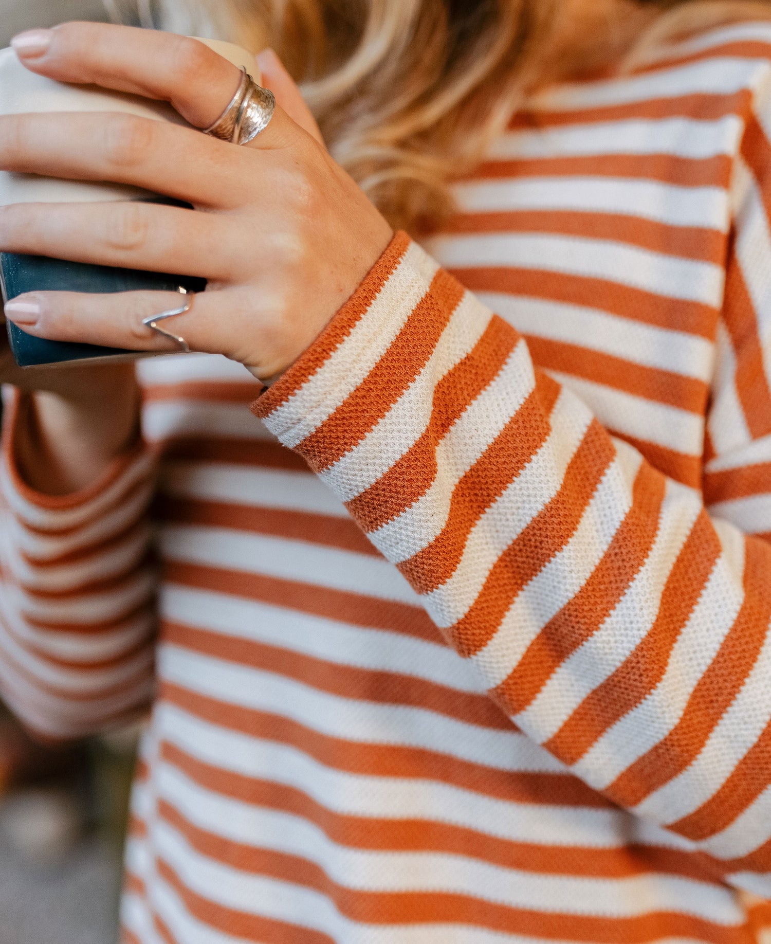 Panorama Striped Long Sleeve T-Shirt - Glazed Ginger