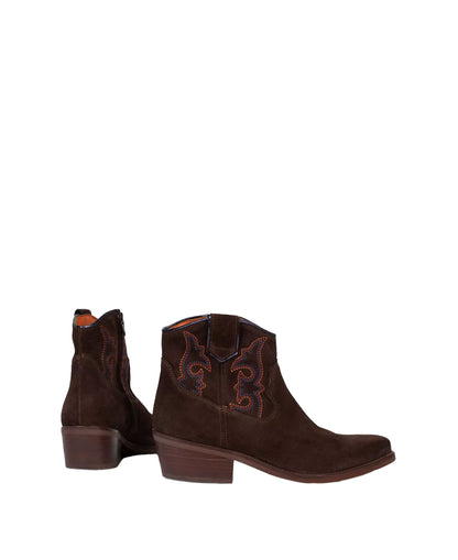 Cassidy Suede Embroidered Boot - Bitter Chocolate