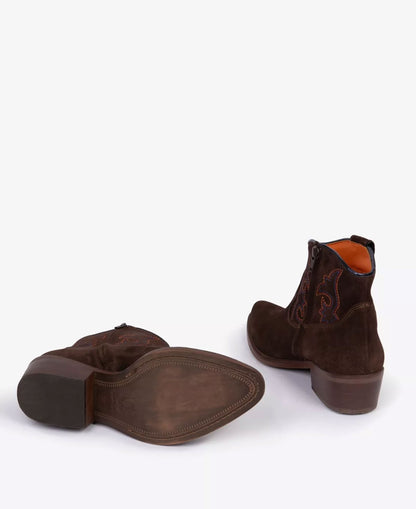 Cassidy Suede Embroidered Boot - Bitter Chocolate