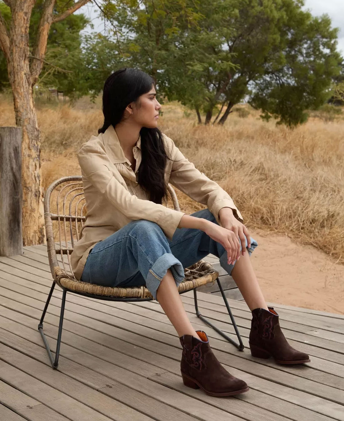 Cassidy Suede Embroidered Boot - Bitter Chocolate