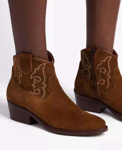 Cassidy Suede Embroidered Boot - Peat