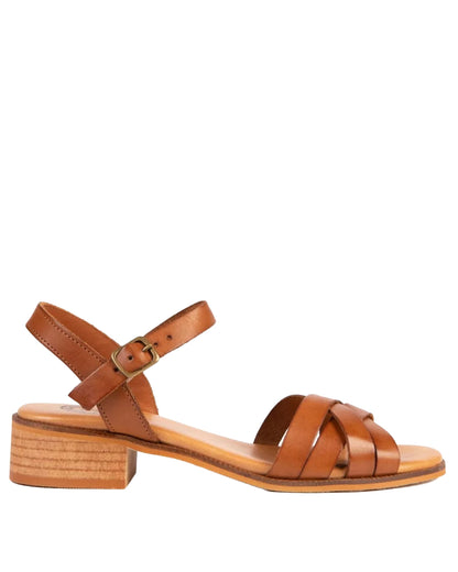 Heeled Shepherdess Leather Sandal - Tan