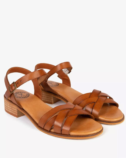 Heeled Shepherdess Leather Sandal - Tan