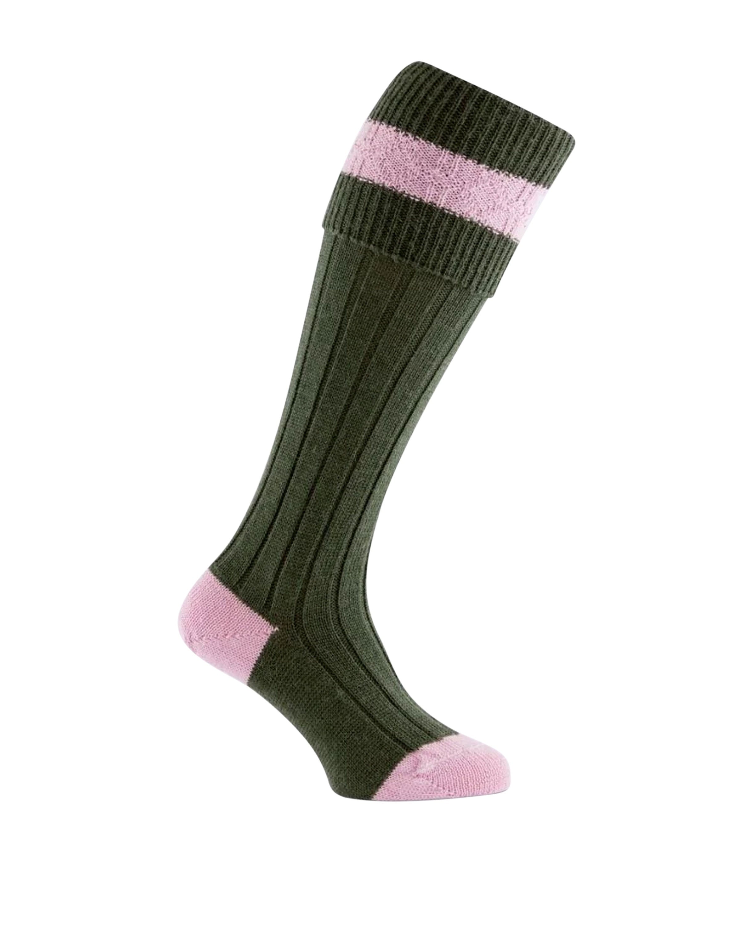 The Byron Shooting Sock - Olive Pink