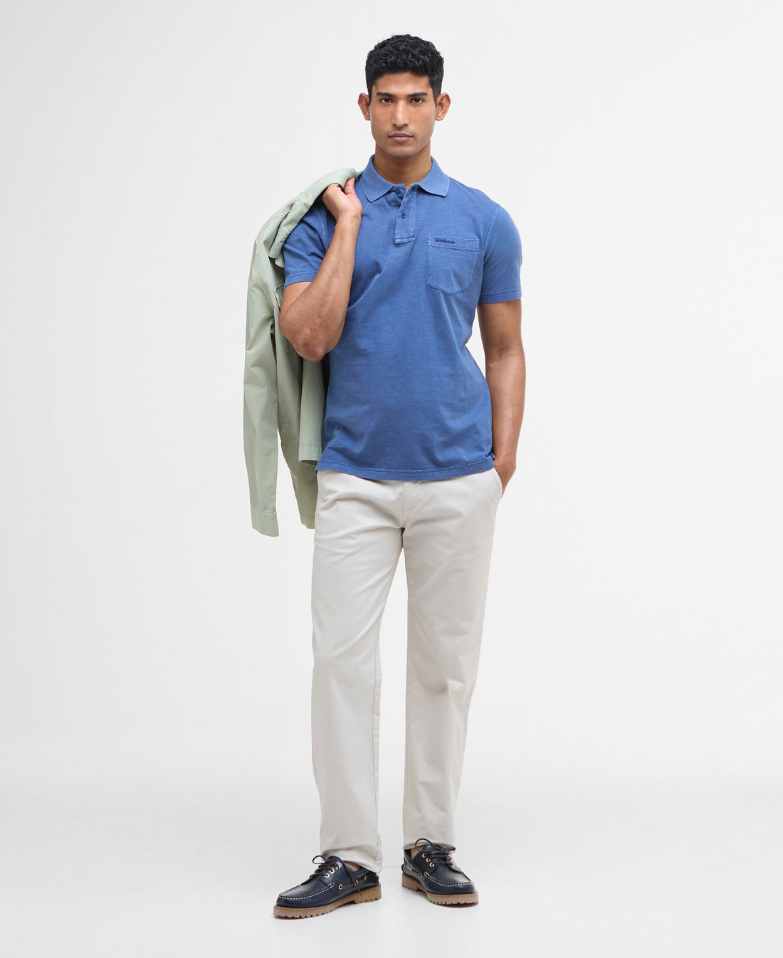 Pigment Dye Slub Polo Shirt - Dark Denim