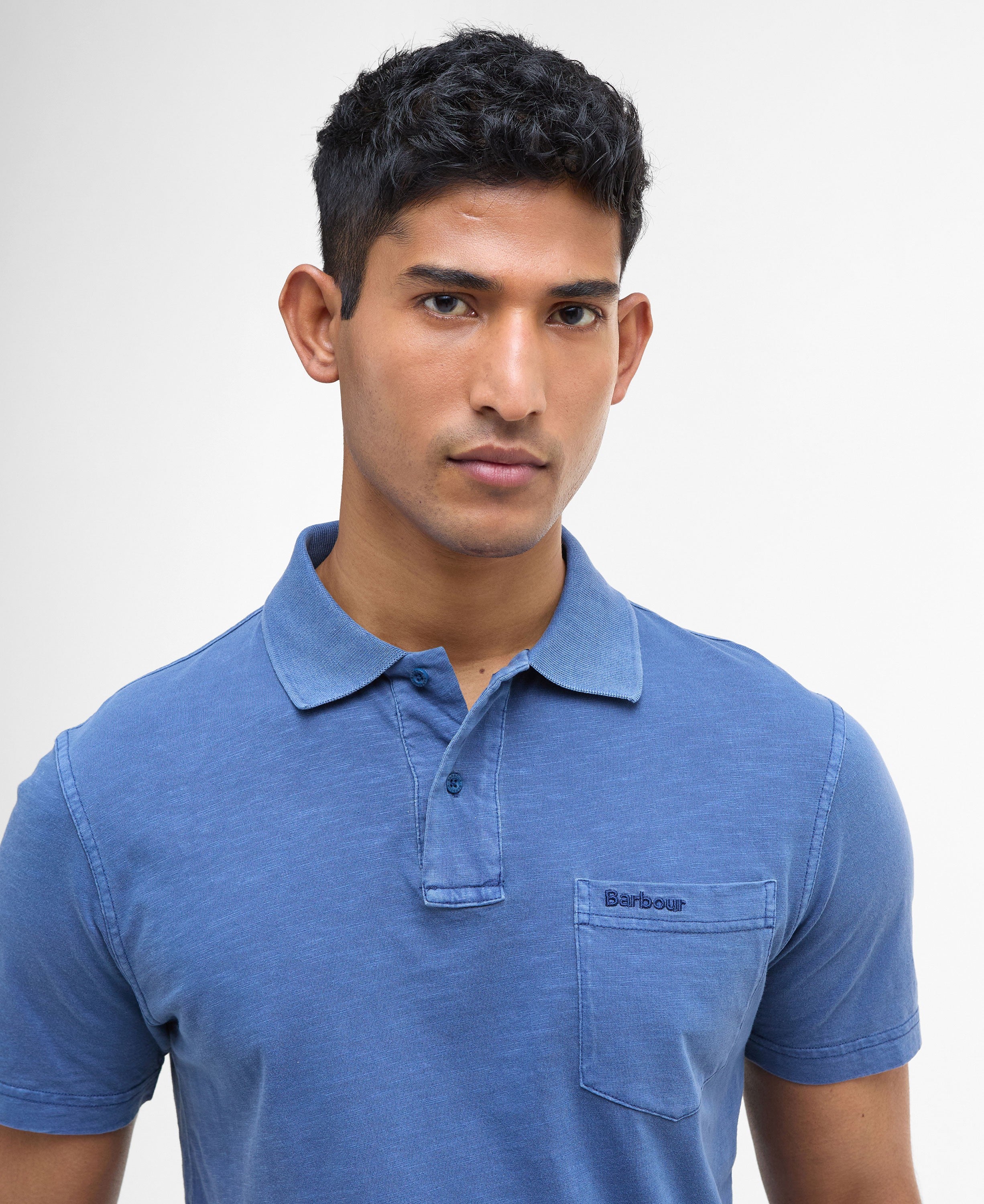 Pigment Dye Slub Polo Shirt - Dark Denim