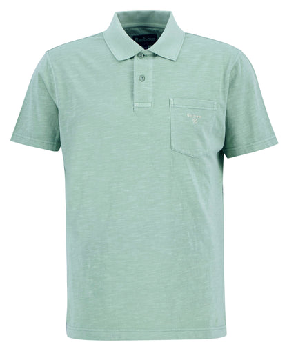 Pigment Dye Slub Polo Shirt - Seagrass