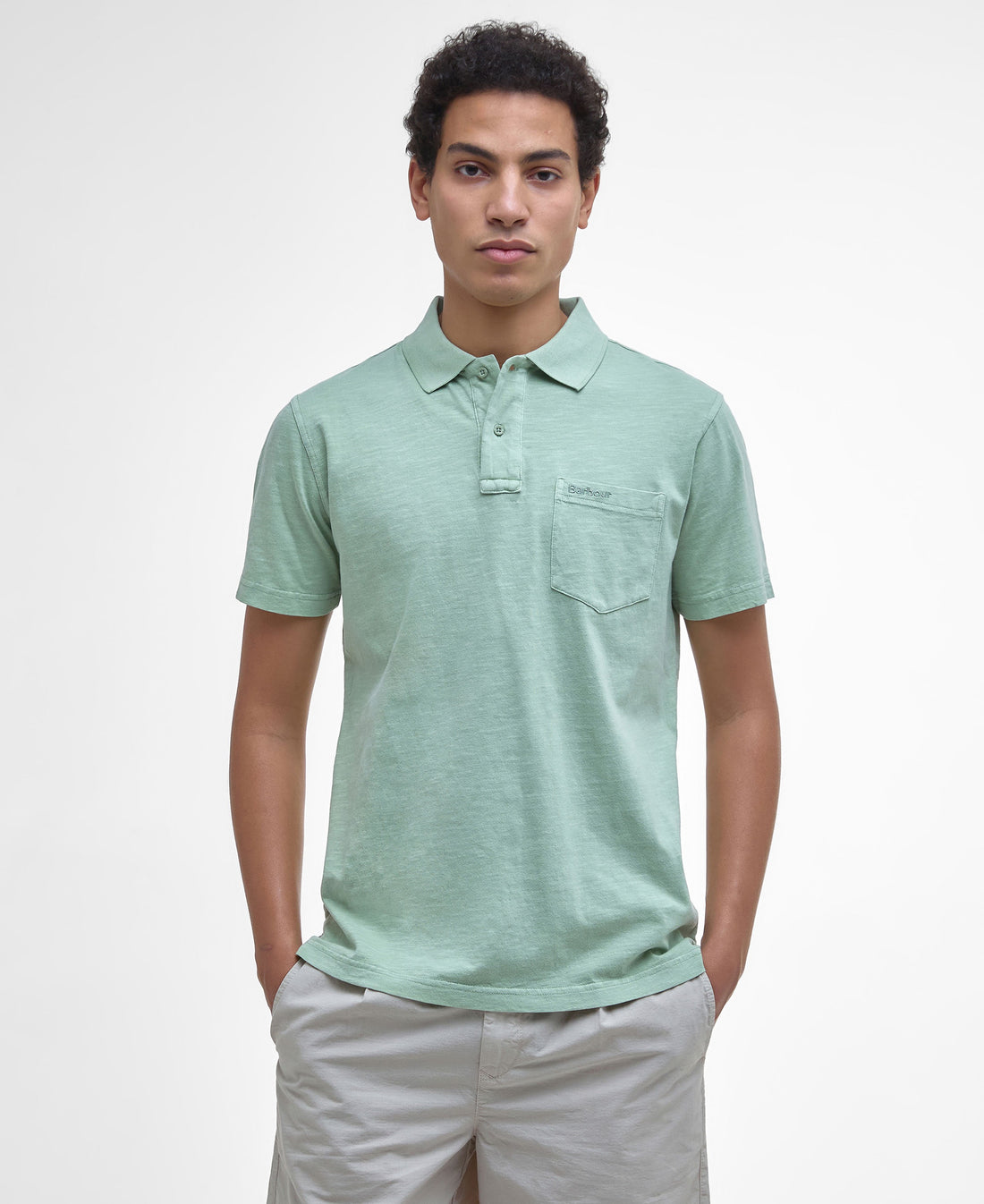 Pigment Dye Slub Polo Shirt - Seagrass