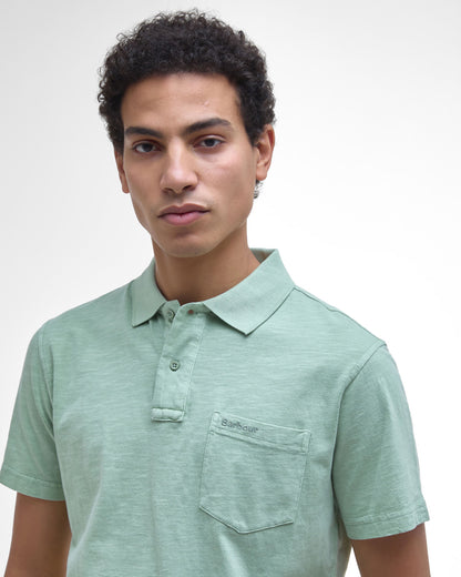 Pigment Dye Slub Polo Shirt - Seagrass