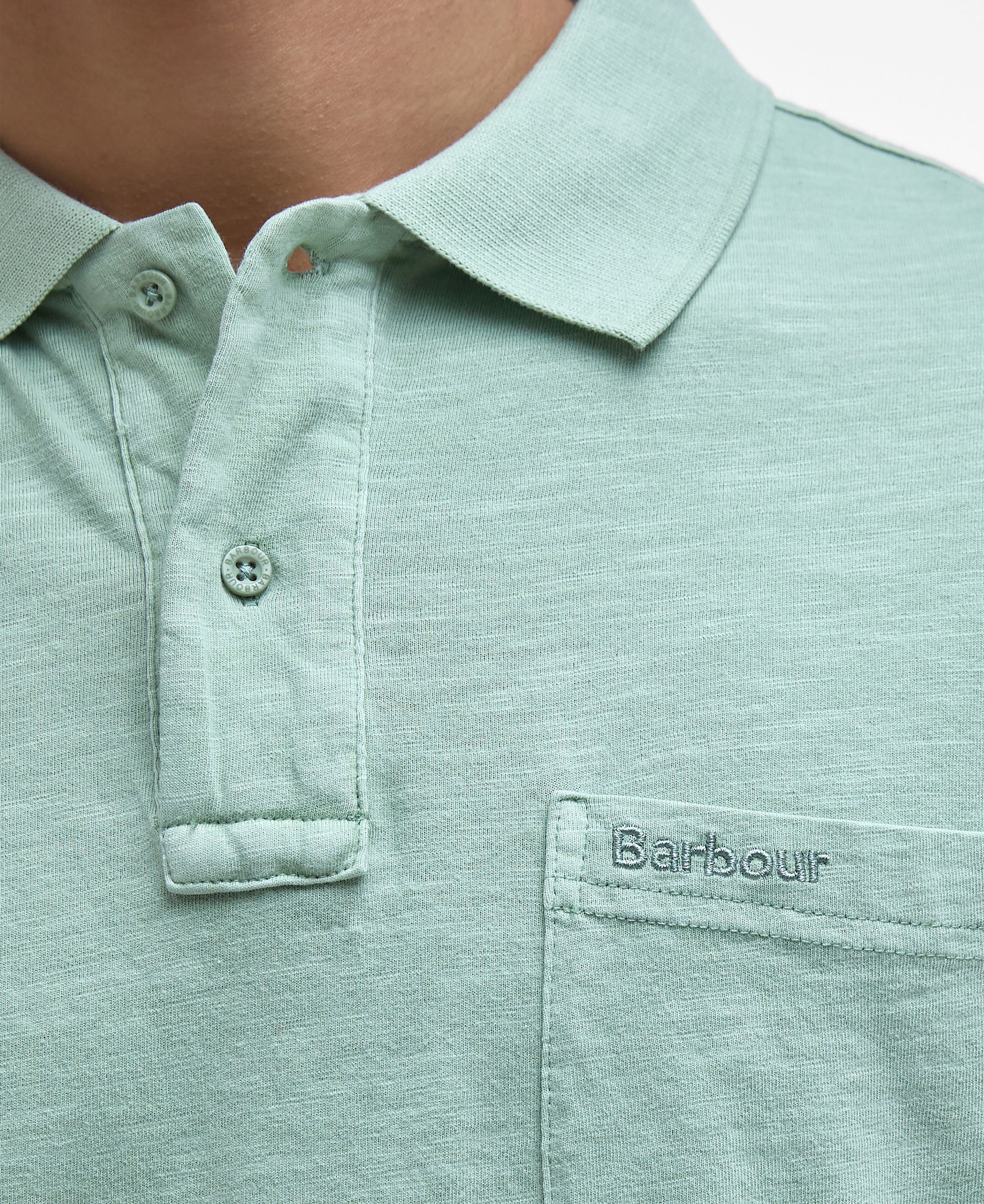 Pigment Dye Slub Polo Shirt - Seagrass