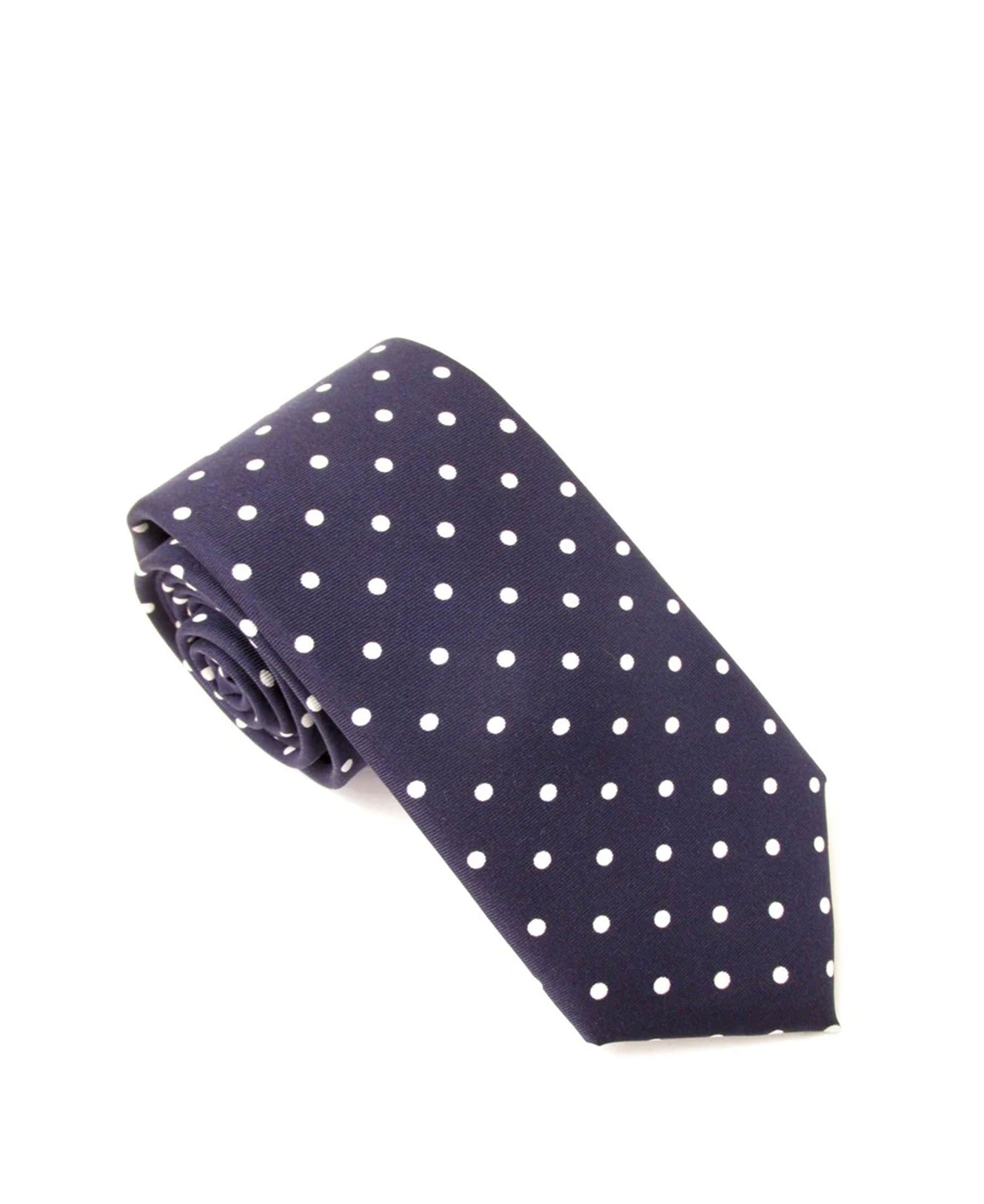 Polka Dot Silk Tie - Navy/White Dots