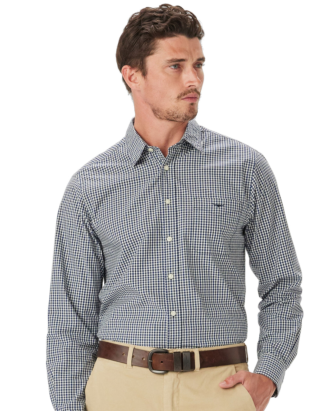 Classic Poplin Check Shirt - Navy Char