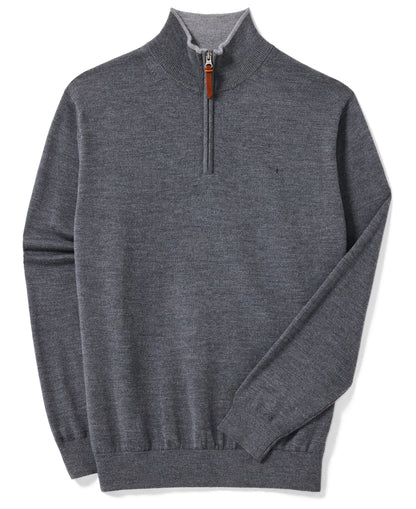 Ernest 1/4 Zip Merino Knit - Sea Mist