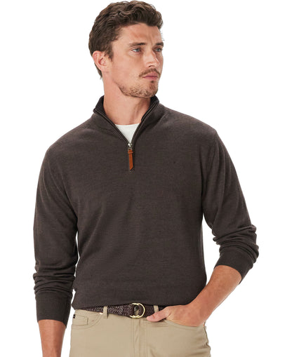 Ernest 1/4 Zip Merino Knit - Chestnut