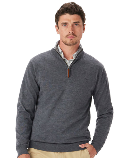 Ernest 1/4 Zip Merino Knit - Sea Mist