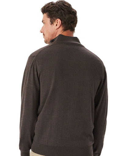 Ernest 1/4 Zip Merino Knit - Chestnut