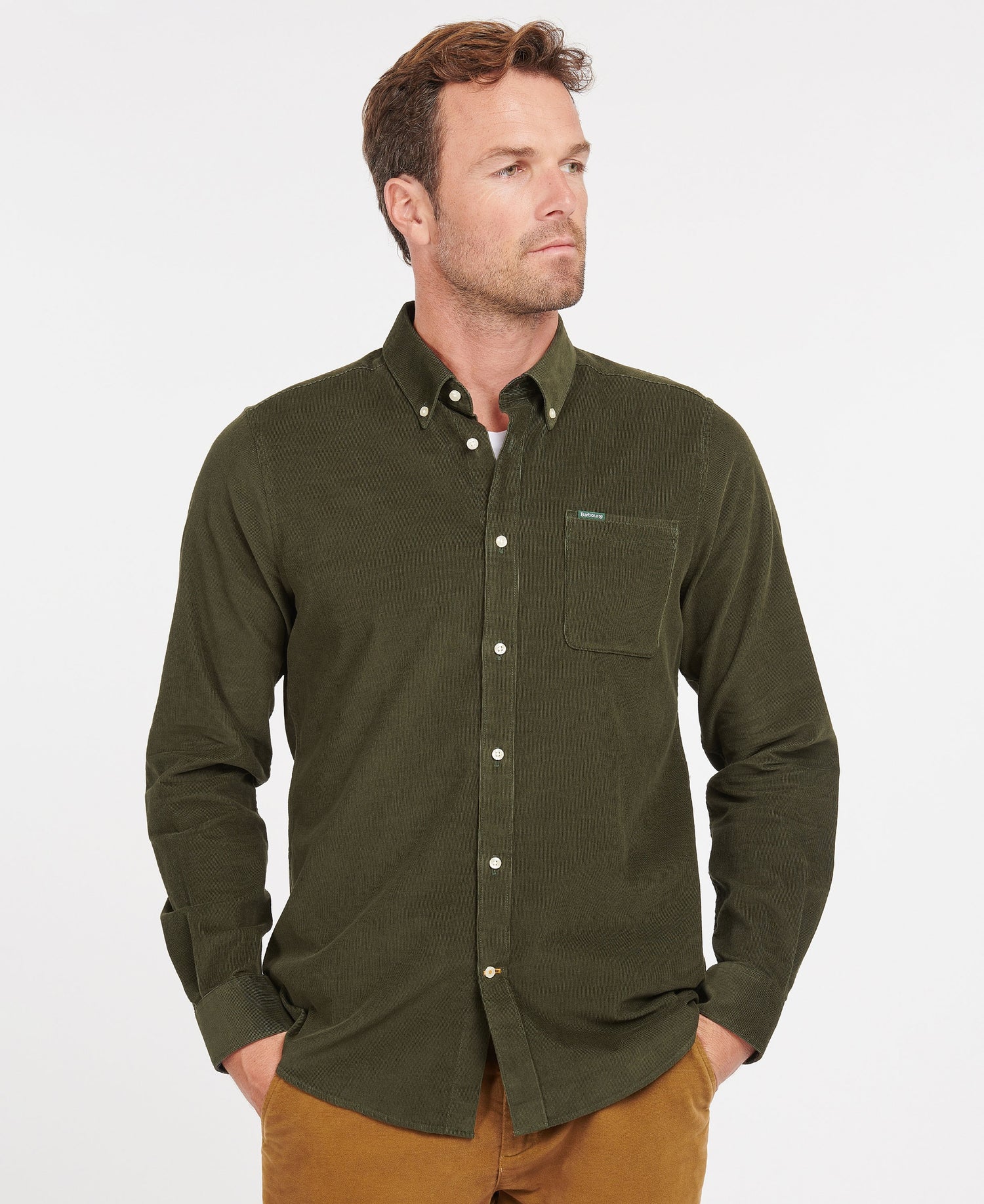 Ramsey Tailored Cord Shirt - Forest