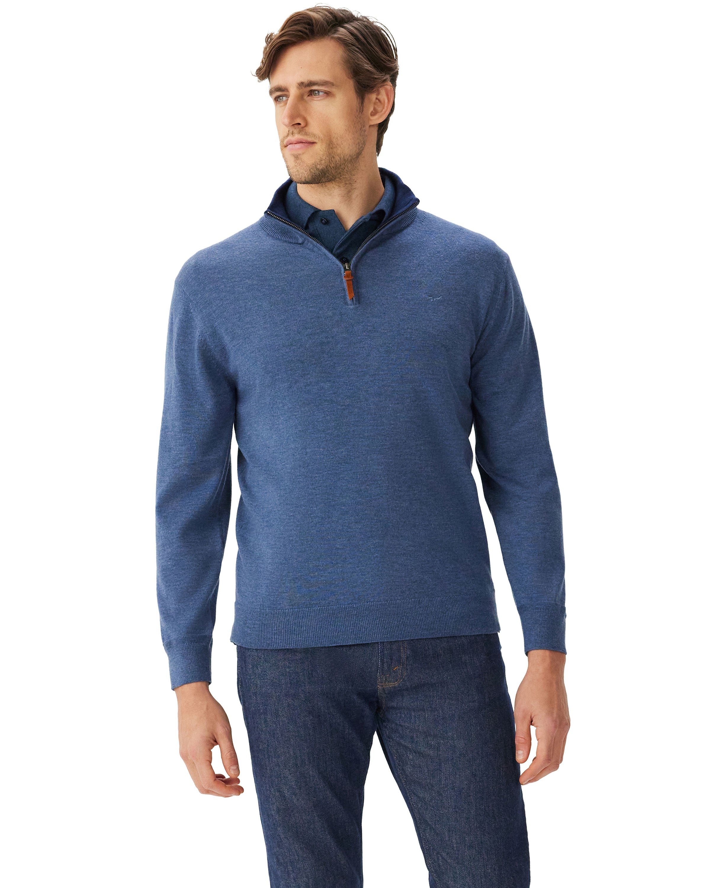 Ernest 1/4 Zip Merino Knit - Indigo