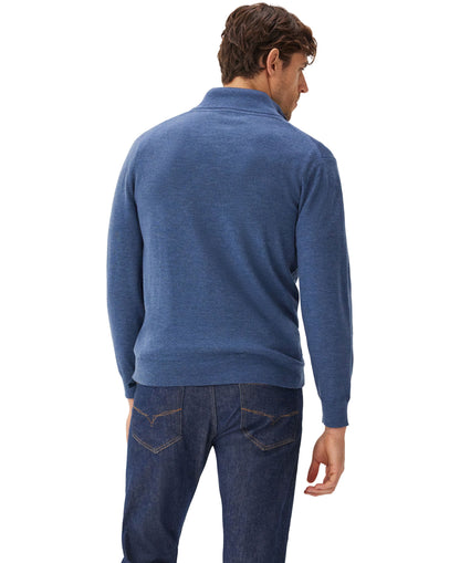 Ernest 1/4 Zip Merino Knit - Indigo