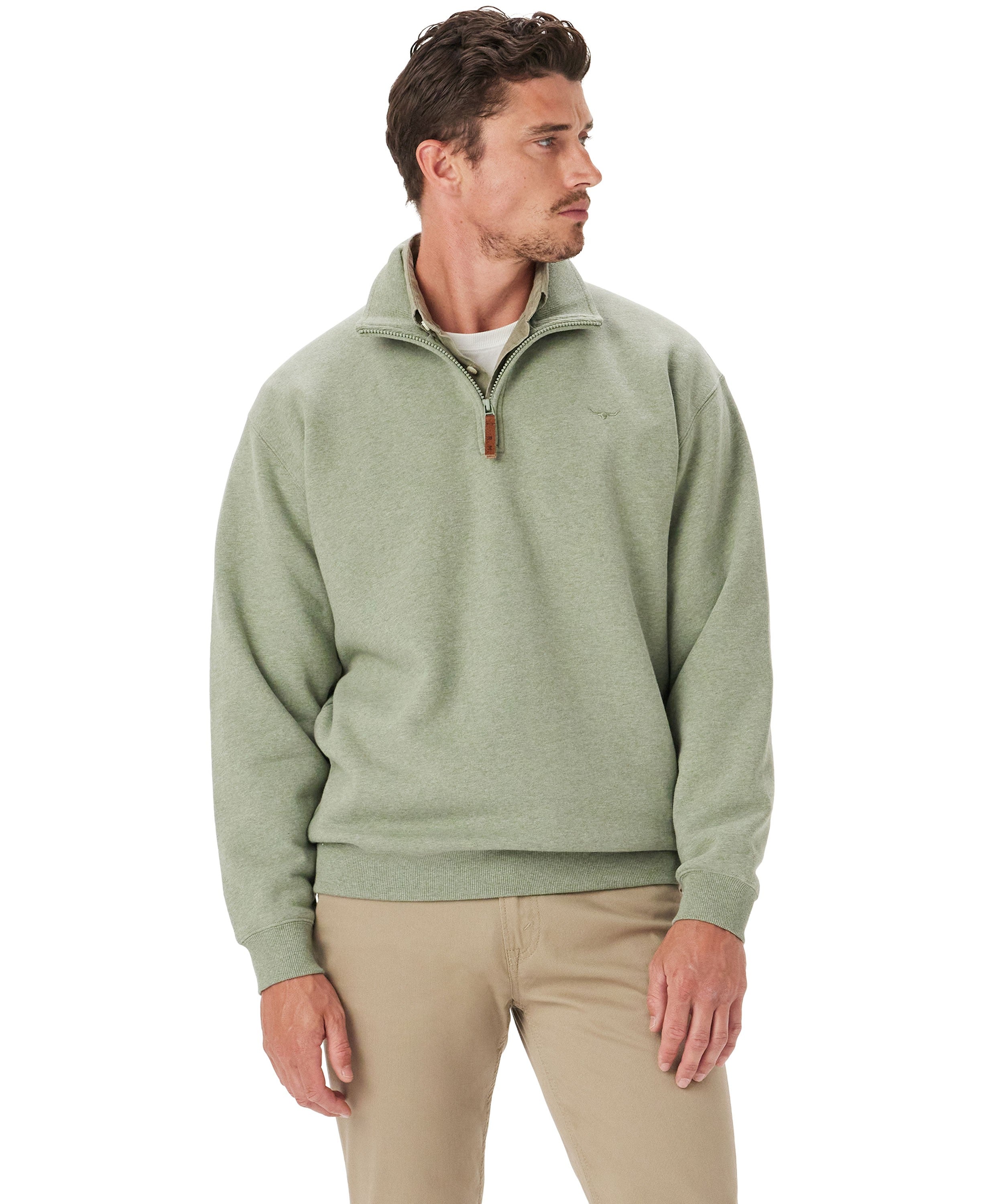 Mulyungarie 1/4 Zip Sweatshirt - Green Marle